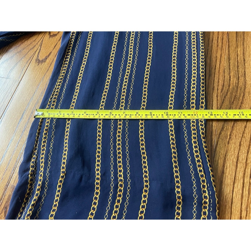 NICHOLAS US 2 Samira 100%‎ Silk Wide Leg Jumpsuit Navy Blue Gold Chain Old Money - Picture 15 of 16